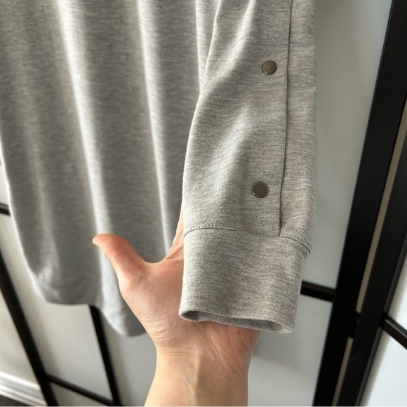 [S] Kyodan Women’s Cozy Fall Light Grey Rip Snap Button Long Sleeve Midi Dress - Picture 9 of 11